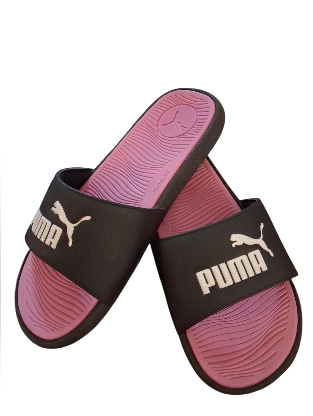 PUMA Cool Cat Slides.  Womens.  Size 9.  Black, Pink & White.